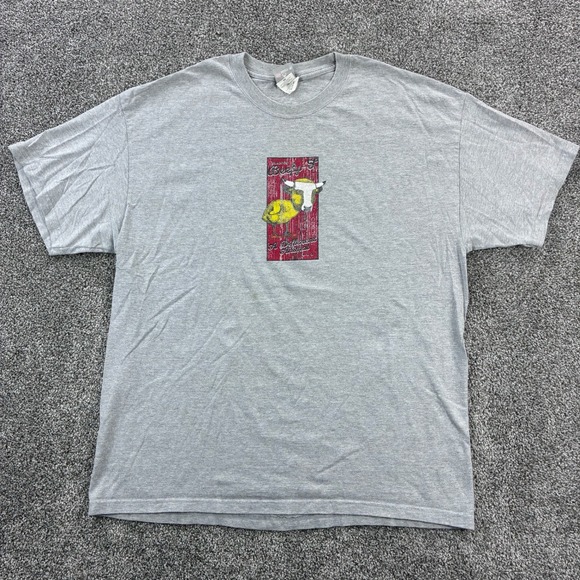 Vintage Hanes Beefy Promo Shirt Mens XL Gray Hanes Beefy T's Chicken Bull Head - Picture 1 of 5